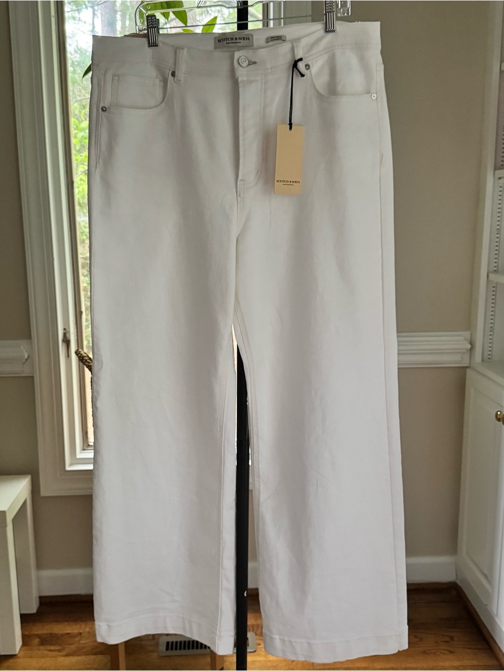 NWT Scotch & Soda The Wave High Rise Wide Leg White Jeans Size 14/32